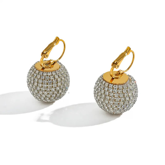 Σκουλαρίκια επιχρυσωμένο ατσάλι μπάλα με zircon-EA339