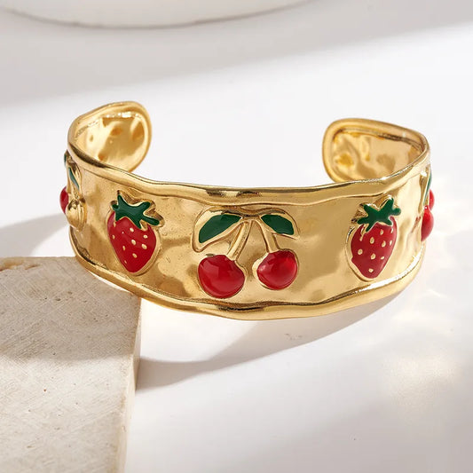 Βραχιόλι ατσάλινο με φράουλες - br368