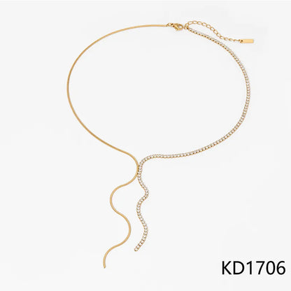 Κολιέ επιχρυσωμένο ατσάλι μισή πλευρά zircon-NE155