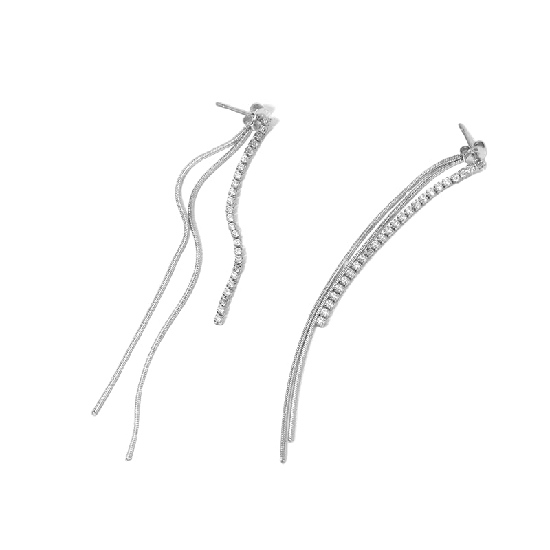 Σκουλαρίκια ατσάλι μακρυά με zircon-EA320