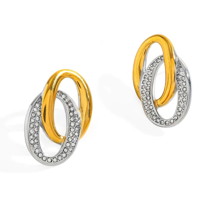 Σκουλαρίκια επιχρυσωμένο ατσάλι με ασημί zircon-EA488