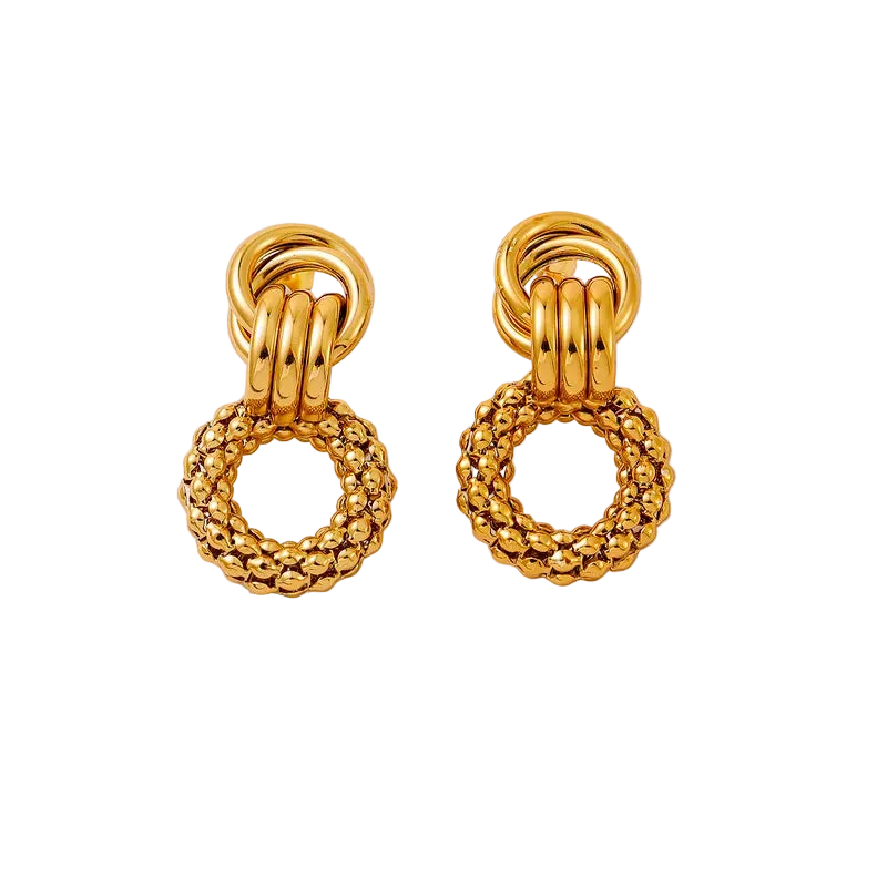 Σκουλαρίκια επιχρυσωμένο ατσάλι με κύκλο-EA456