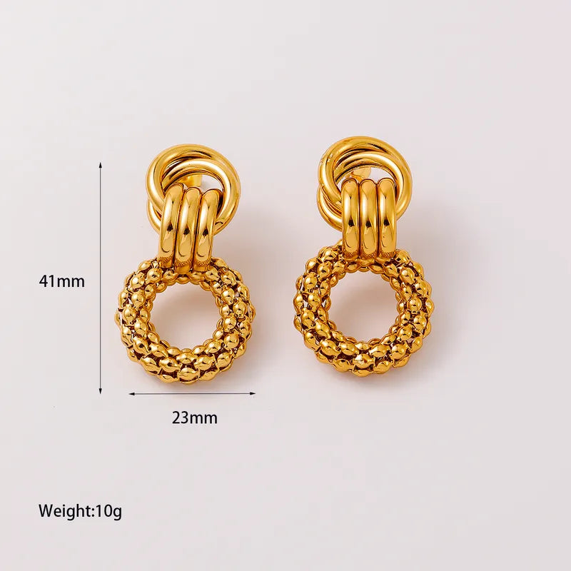 Σκουλαρίκια επιχρυσωμένο ατσάλι με κύκλο-EA456