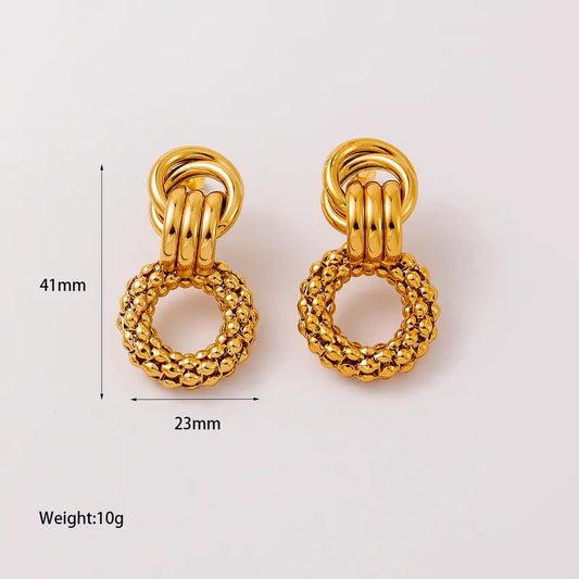 Σκουλαρίκια επιχρυσωμένο ατσάλι με κύκλο-EA456