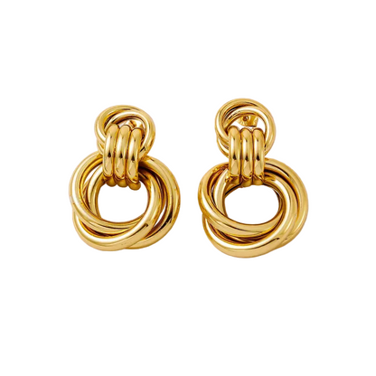 Σκουλαρίκια επιχρυσωμένο ατσάλι με κύκλο-EA328