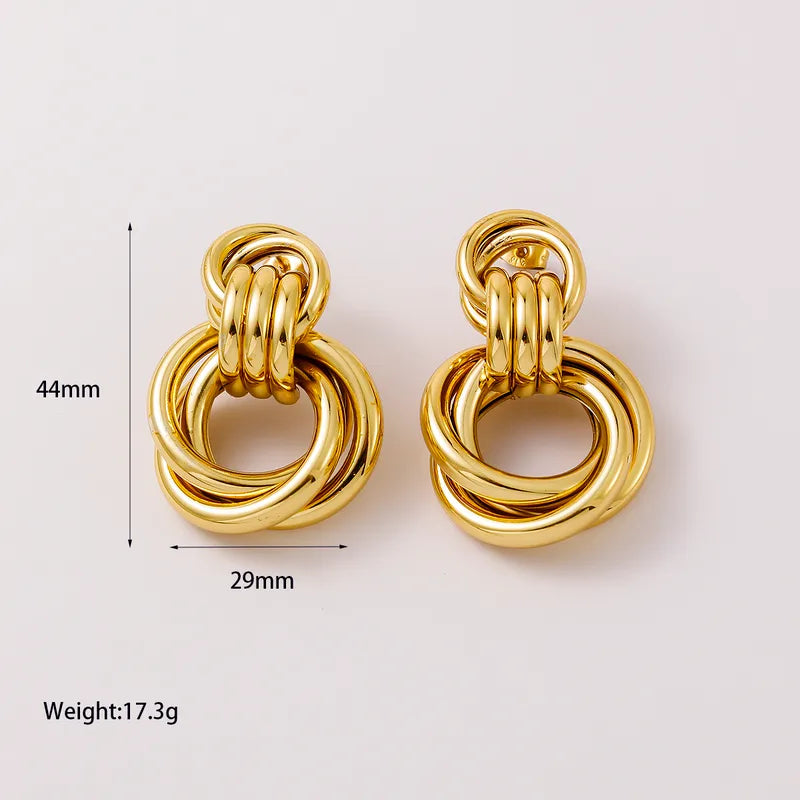 Σκουλαρίκια επιχρυσωμένο ατσάλι με κύκλο-EA328