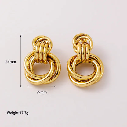 Σκουλαρίκια επιχρυσωμένο ατσάλι με κύκλο-EA328