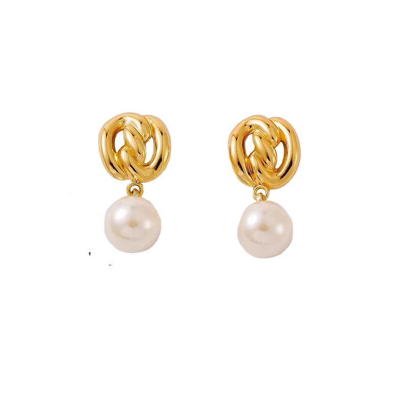 Σκουλαρίκια επιχρυσωμένο ατσάλι με πέρλα-EA038