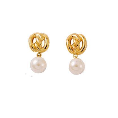 Σκουλαρίκια επιχρυσωμένο ατσάλι με πέρλα-EA038