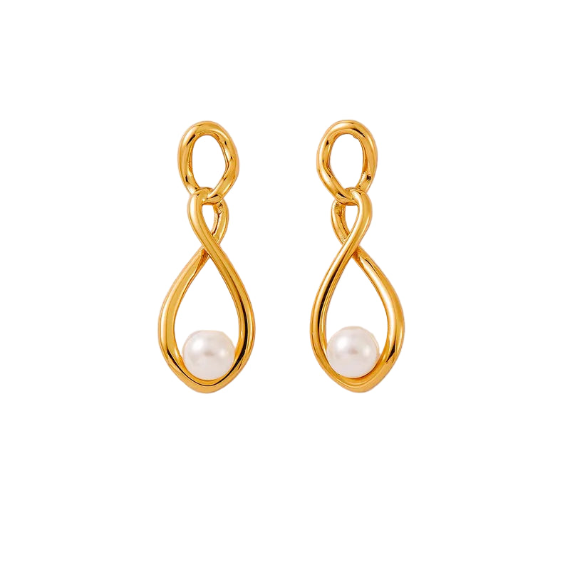 *Σκουλαρίκια επιχρυσωμένο ατσάλι άπειρο με πέρλα-EA063