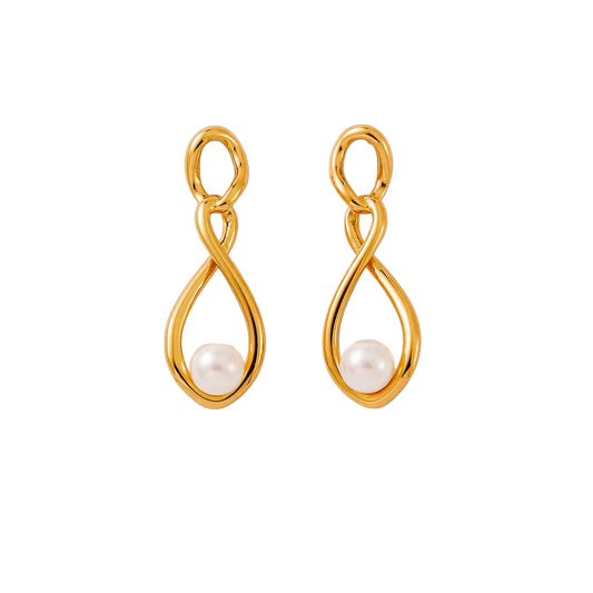 *Σκουλαρίκια επιχρυσωμένο ατσάλι άπειρο με πέρλα-EA063