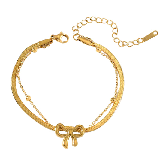 Bratara din otel auriu cu fundita-BR121