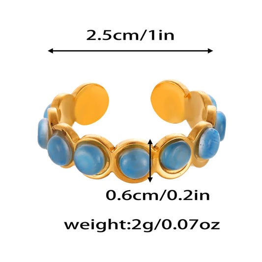 Δαχτυλίδι επιχρυσωμένο ατσάλι γαλάζιο-R121