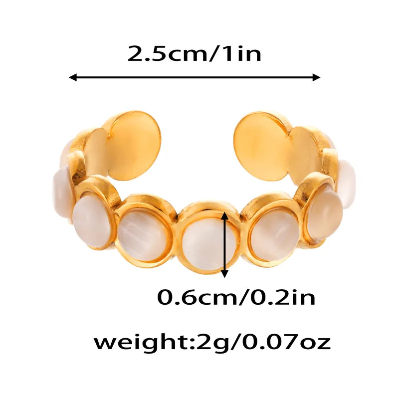 Δαχτυλίδι επιχρυσωμένο ατσάλι κρεμ-R130