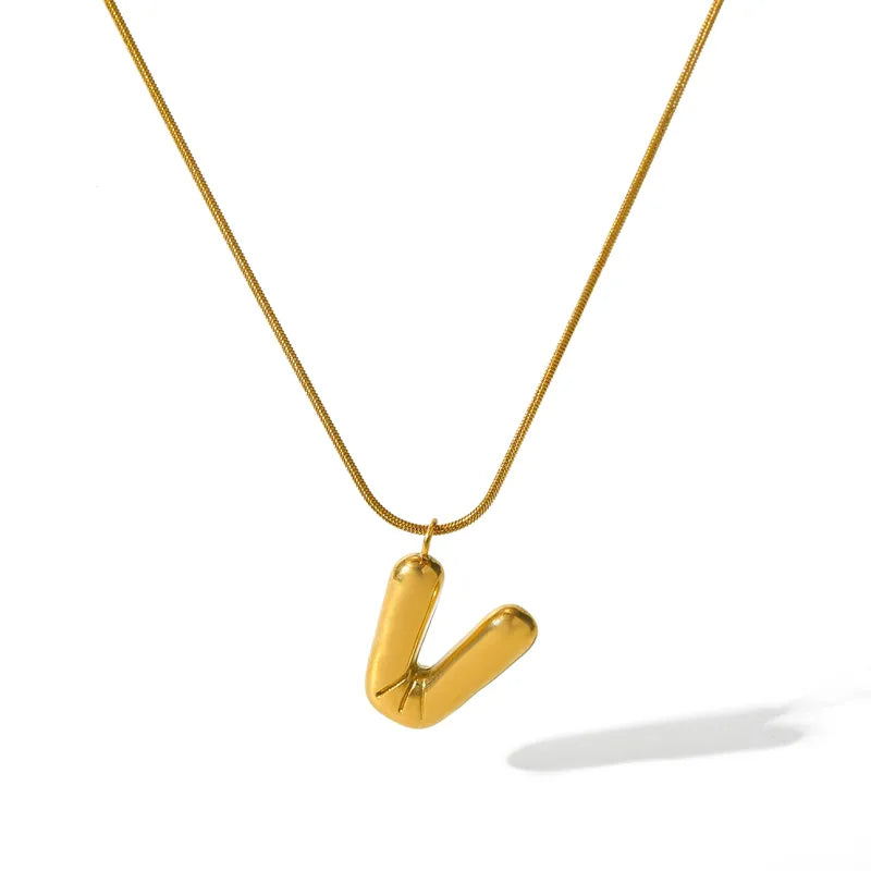 Κολιέ επιχρυσωμένο ατσάλι με αλφάβητο-NE475