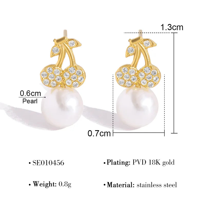 *Σκουλαρίκια επιχρυσωμένο ατσάλι με κεράσια και zircon-EA630