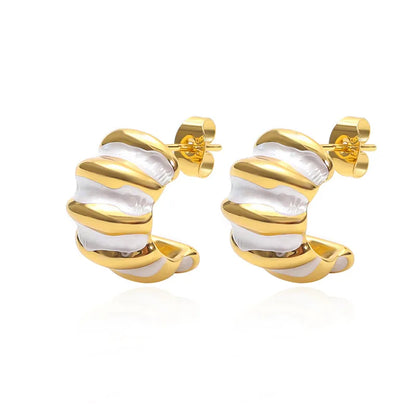 Σκουλαρίκια επιχρυσωμένο ατσάλι ασημί με χρυσό-EA429