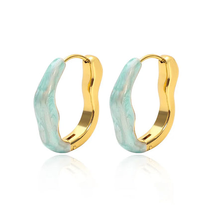 Σκουλαρίκια ατσάλι κρίκοι με γαλάζιο-EA595