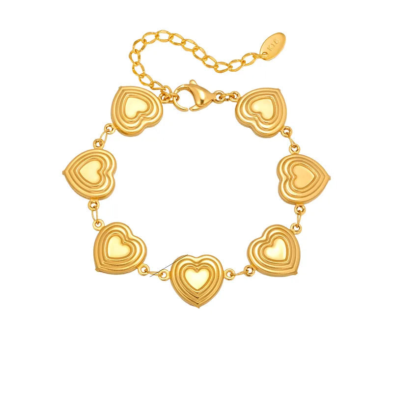 Βραχιόλι επιχρυσωμένο ατσάλι με καρδιές-BR040