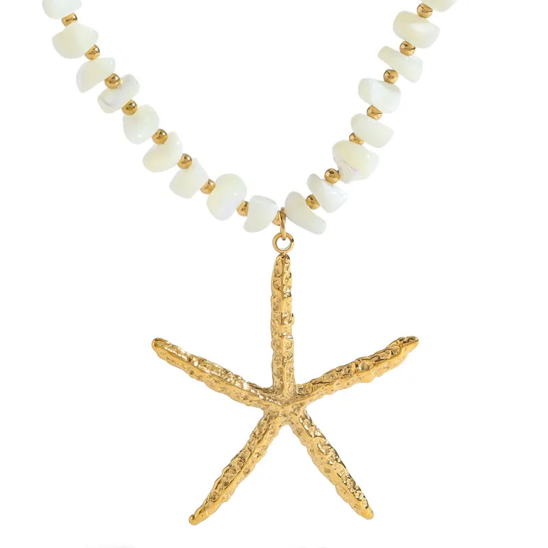 Κολιέ επιχρυσωμένο ατσάλι με μεγάλο αστερία - NE651