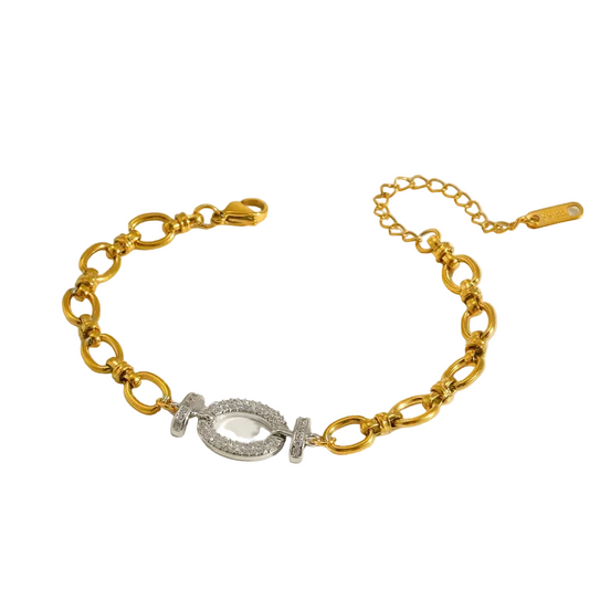 Βραχιόλι επιχρυσωμένο ατσάλι με zircon- BR435