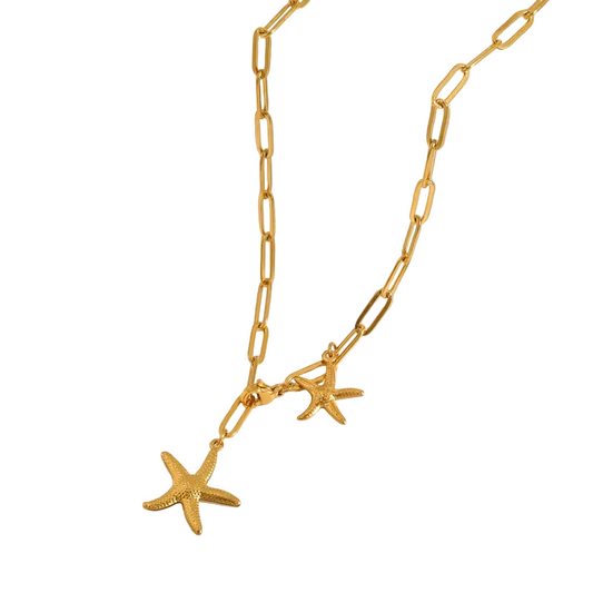 Κολιέ ατσάλινο με αστερίες - NE629