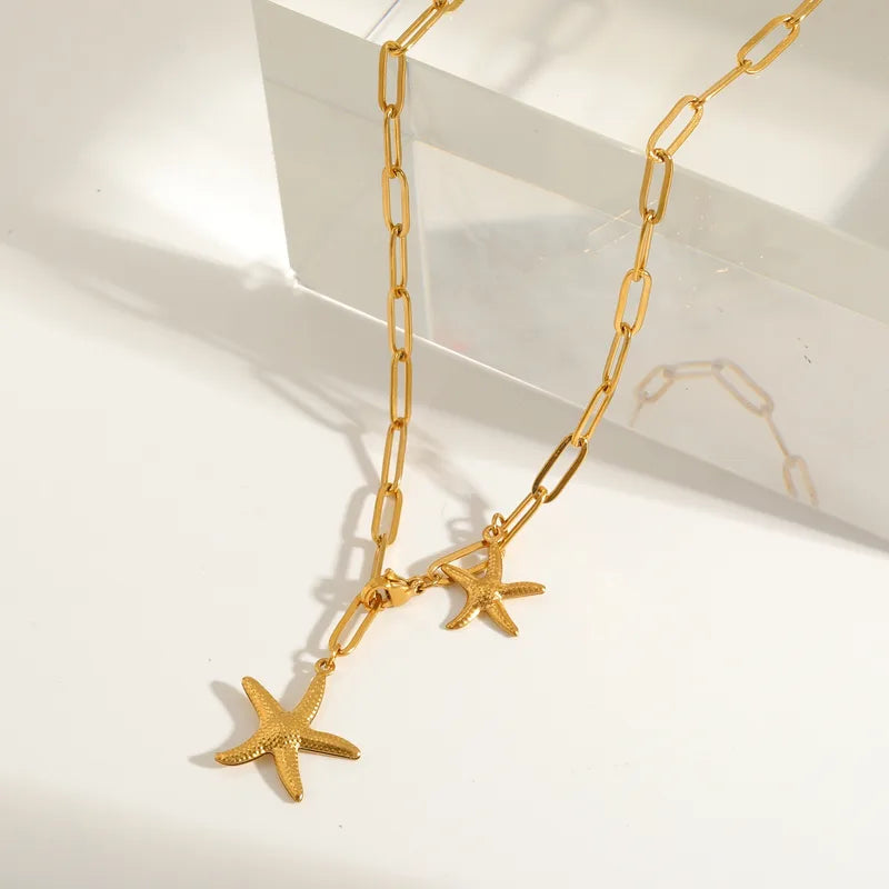 Κολιέ ατσάλινο με αστερίες - NE629