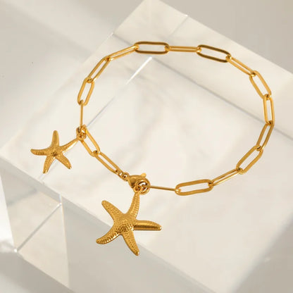 Βραχιόλι ατσάλινο χρυσό με αστερίες - BR382