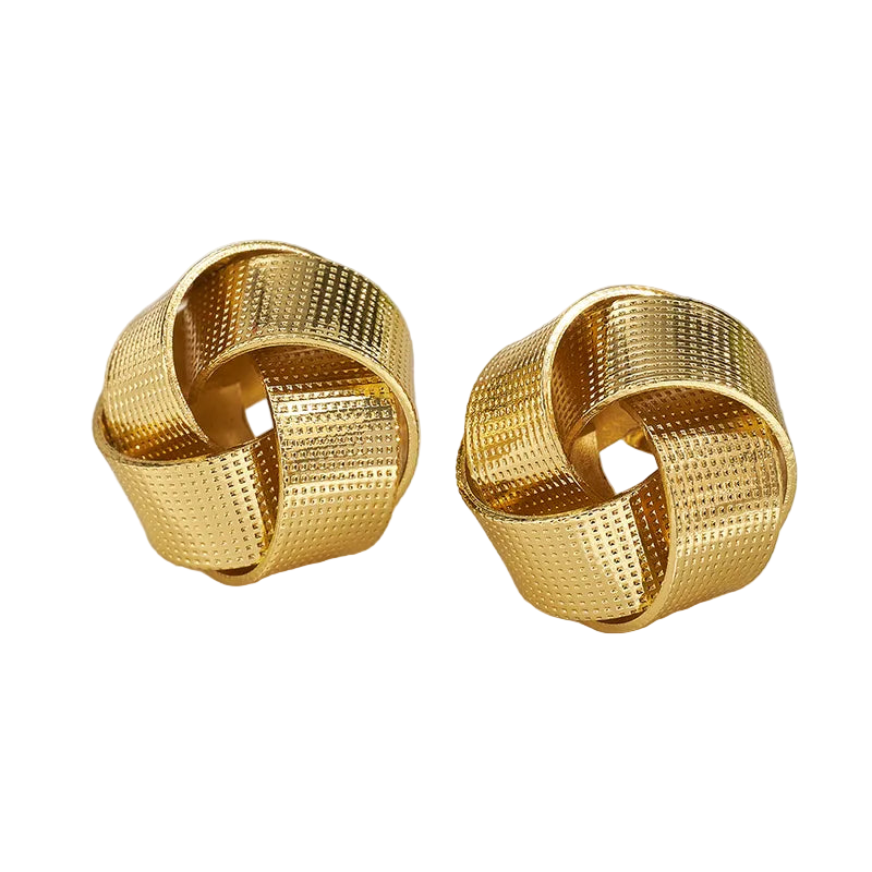 Σκουλαρίκια επιχρυσωμένο ατσάλι πλέγμα-EA377