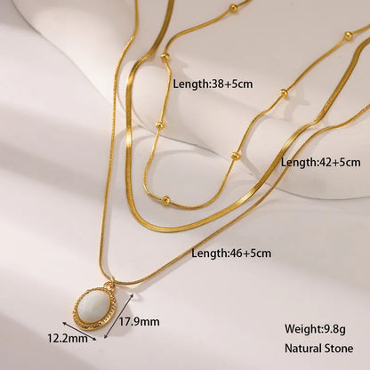 Κολιέ επιχρυσωμένο ατσάλι διπλό με λευκή πέτρα-NE118