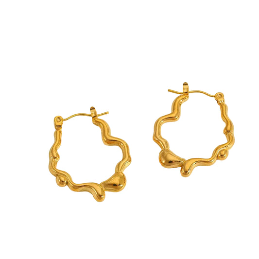 Σκουλαρίκια επιχρυσωμένο ατσάλι κρίκοι λιωμένοι-EA541