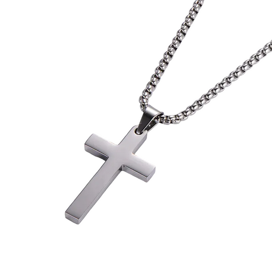Κολιέ ατσάλι σταυρός-NE453