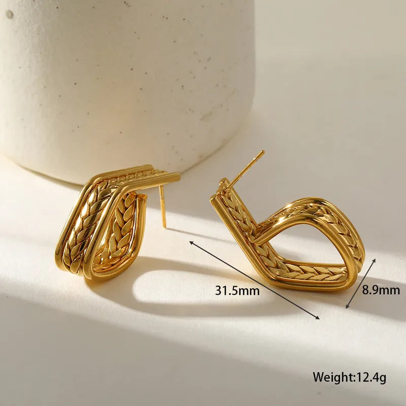 Σκουλαρίκια επιχρυσωμένο ατσάλι με σχέδιο-EA386