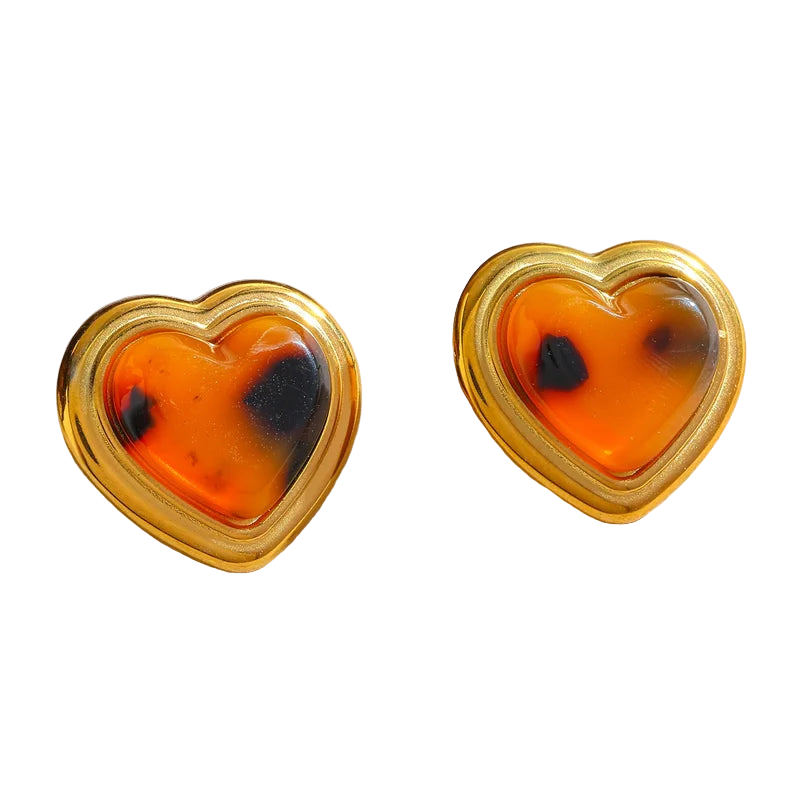 Σκουλαρίκια επιχρυσωμένο ατσάλι καρδιές-EA102