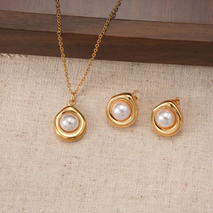 Σετ κοσμημάτων επιχρυσωμένο ατσάλι με πέρλες-SET062