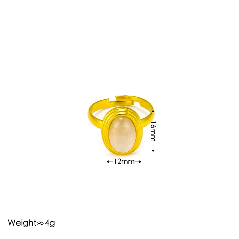 Inel din otel placat cu aur cu piatra alba-R106