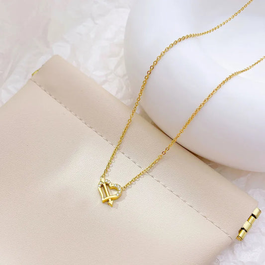 Κολιέ επιχρυσωμένο ατσάλι καρδιά και βέλος-NE301