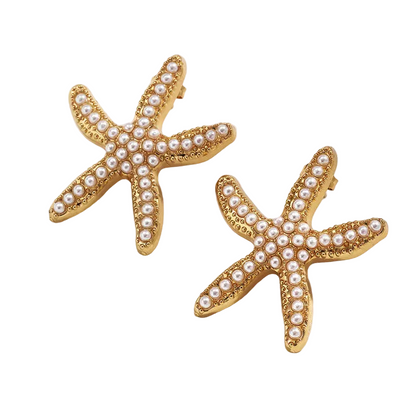 Σκουλαρίκια επιχρυσωμένο ατσάλι με κοχύλια και περλίτσες - EA788