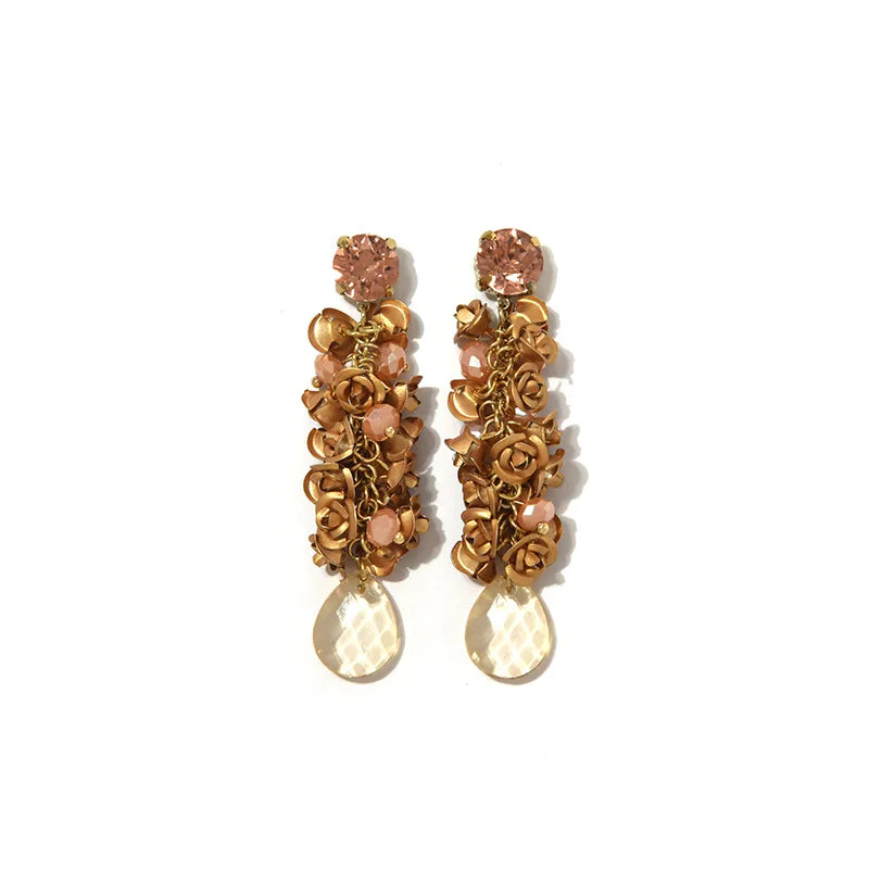 Σκουλαρίκια επιχρυσωμένο ατσάλι με zircon και κρύσταλλα-EA633