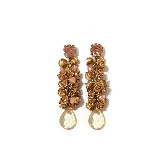 Σκουλαρίκια επιχρυσωμένο ατσάλι με zircon και κρύσταλλα-EA633