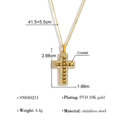 Κολιέ επιχρυσωμένο ατσάλι με σταυρό και zircon-NE446