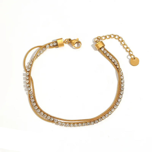 Βραχιόλι επιχρυσωμένο ατσάλι τριπλό με zircon-BR157