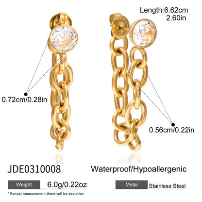 Σκουλαρίκια επιχρυσωμένο ατσάλι με αλυσίδα και zircon-EA466