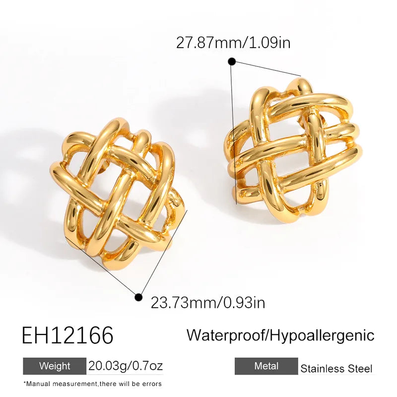 Σκουλαρίκια επιχρυσωμένο ατσάλι με πλέξη-EA123