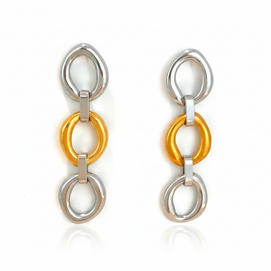 Σκουλαρίκια επιχρυσωμένο ατσάλι με ασημί-EA072
