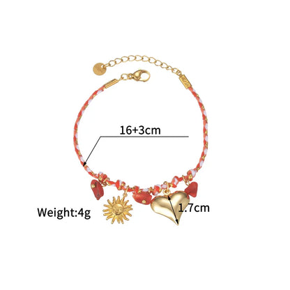 Βραχιόλι με κόκκινο σχοινί και ατσάλινα στοιχεία - BR359