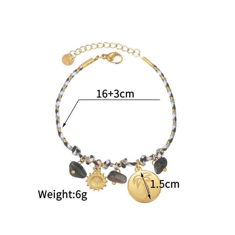 Βραχιόλι με μαύρο σχοινί και ατσάλινα στοιχεία - BR360