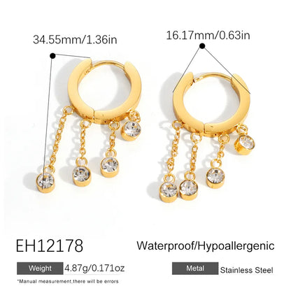 Σκουλαρίκια επιχρυσωμένο ατσάλι με κρύσταλλα-EA196