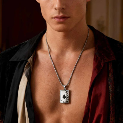 Κολιέ ατσάλι τράπουλα-NE498