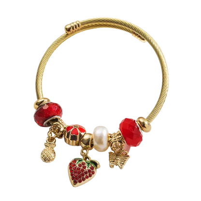 Βραχιόλι ατσάλι με φράουλες - BR450